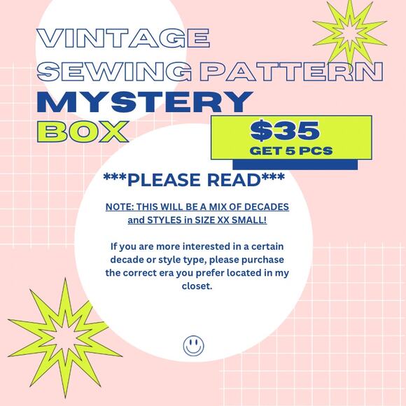 Vintage Sewing Pattern Mystery Box WOMENS XXS 5 for $35 1960s - Y2K Any Style - Picture 2 of 2